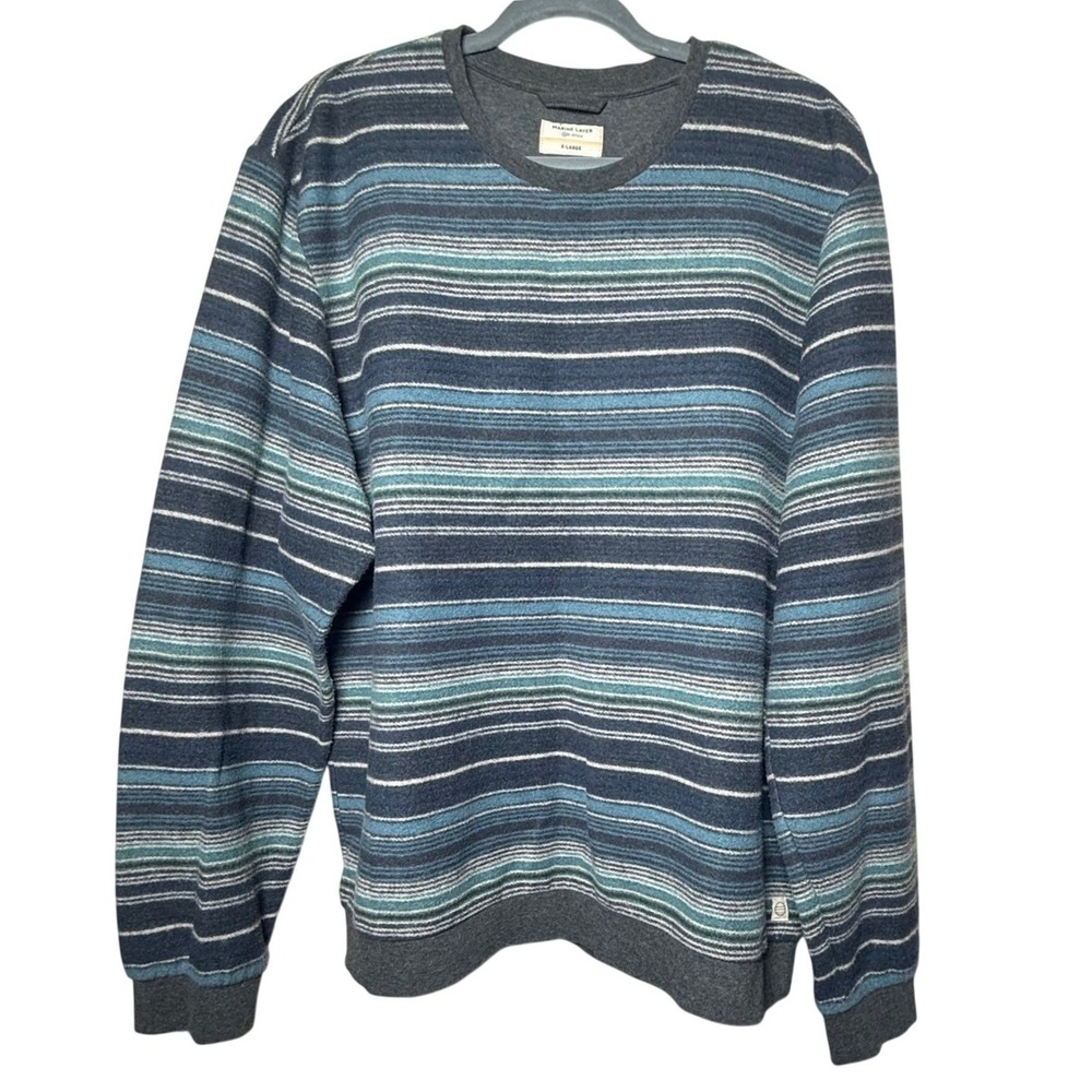 Marine Layer Re-Spun Sweatshirt Mens XL Blue Striped Excellent Crewneck Pullover